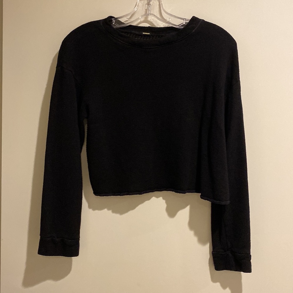Monrow crop sweatshirt black XS, perforated/mesh back